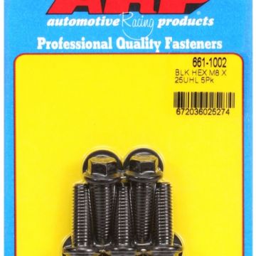 M8 x 1.25 x 25 hex black oxide bolts (5pcs) ARP-661-1002