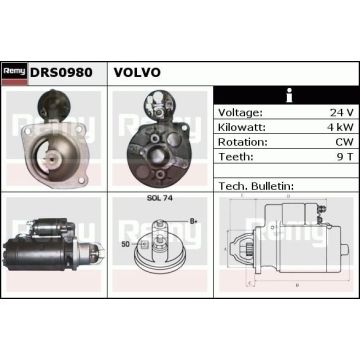 Bosch 0986010980 Starter Volvo Penta / Truck