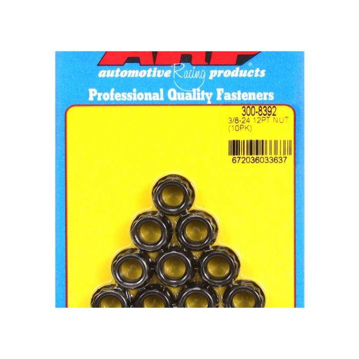 "3/8""-24. 1/2"" socket. .645 flange OD. 12pt nut kit" (10pc ARP-300-8392 main product photo