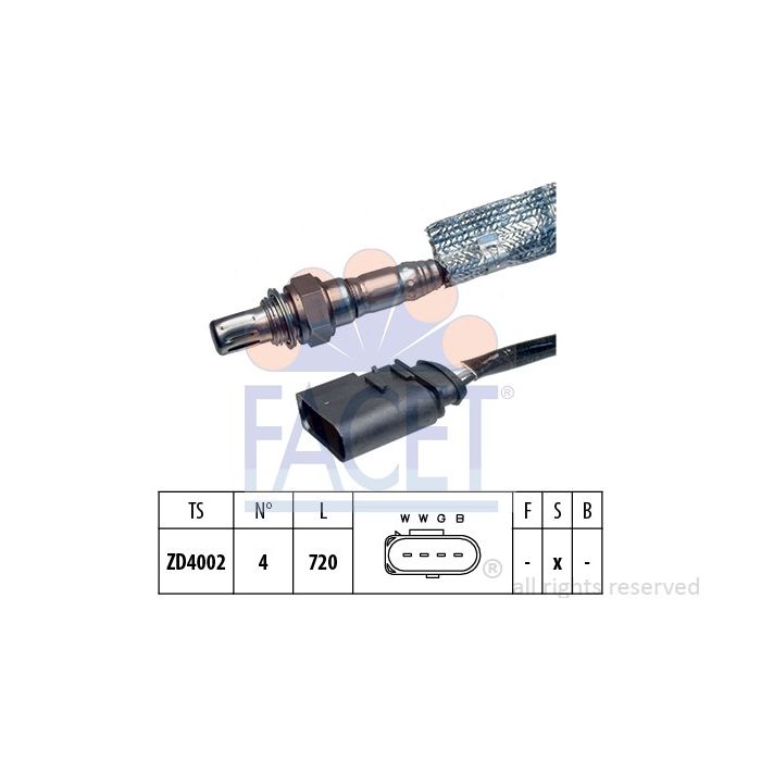 Facet 10.7163 Lambda-sensor Audi / Seat / Skoda / Volkswagen main product photo
