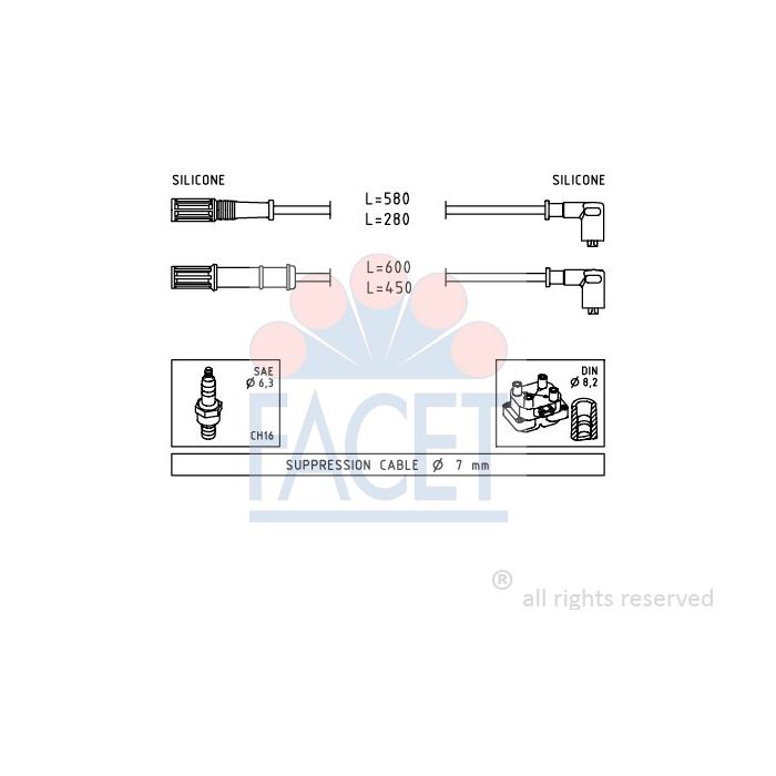 Facet 49451 Ignition cable kit Fiat / Lancia main product photo