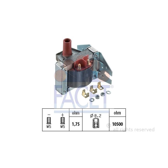 Facet 96001D Ignition coil Alfa / Dacia / Fiat / Lancia / Land Rover / Peugeot / Renault / Seat main product photo