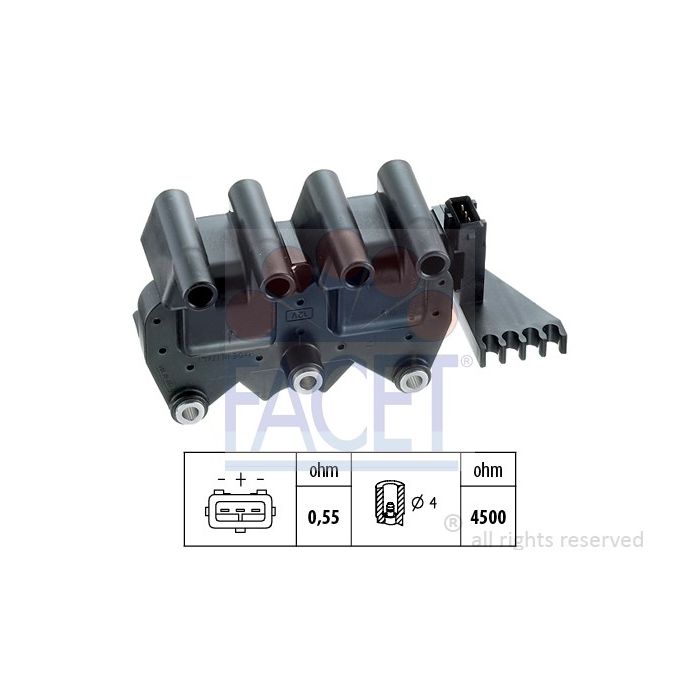Facet 9.6245 Ignition coil Fiat / Lancia main product photo