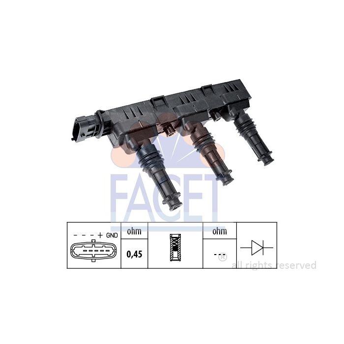 Facet 9.6298 Ignition coil Opel / Vauxhall main product photo